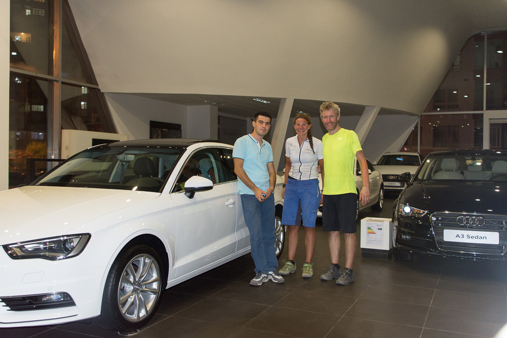 We were searching for a place to pitch our tent in the trees between the car showroom and the beach when Doğan came running after us. He said that we could stay 'at his workplace' and we were quickly ushered into the Audi showroom. OK, it wasn't strictly camping. But sleeping in the staff bedroom upstairs was very welcome and a very kind gesture from Doğan and his colleagues.