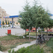 Central Turkey camping at a gas station in Davutoğlan