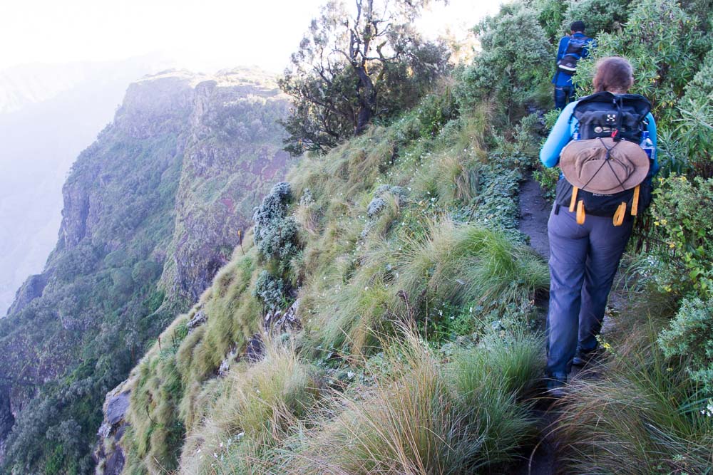 The path clung to the cliff face