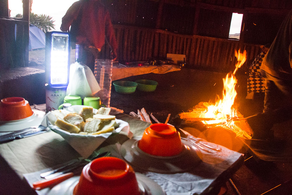 Getting ready for a feast by the roaring fire