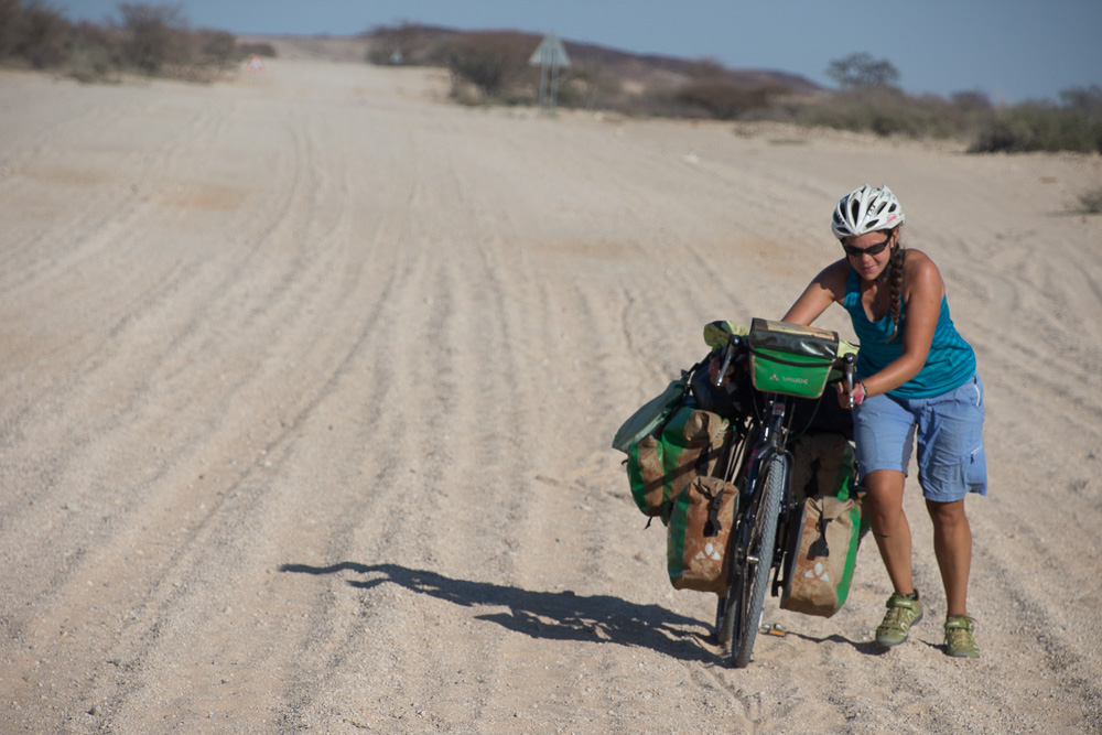 The gravel and sand roads are tough!
